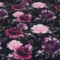 Preview: Sweat Stoff Rosenblüten pink schwarz - Glitzerpüppi
